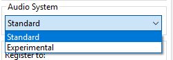 Screenshot of the new 'Audio System' option under the 'Settings' tab