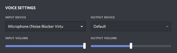 Screenshot of selecting a microphone under 'Voice & Video' in Discord's settings.